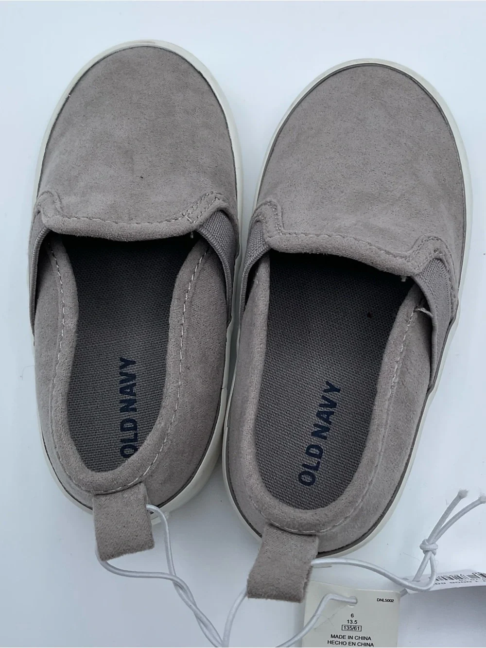 Old Navy Toddler Gray Slip-On Sneakers Faux Suede Shoes Size 6 Excellent Cond